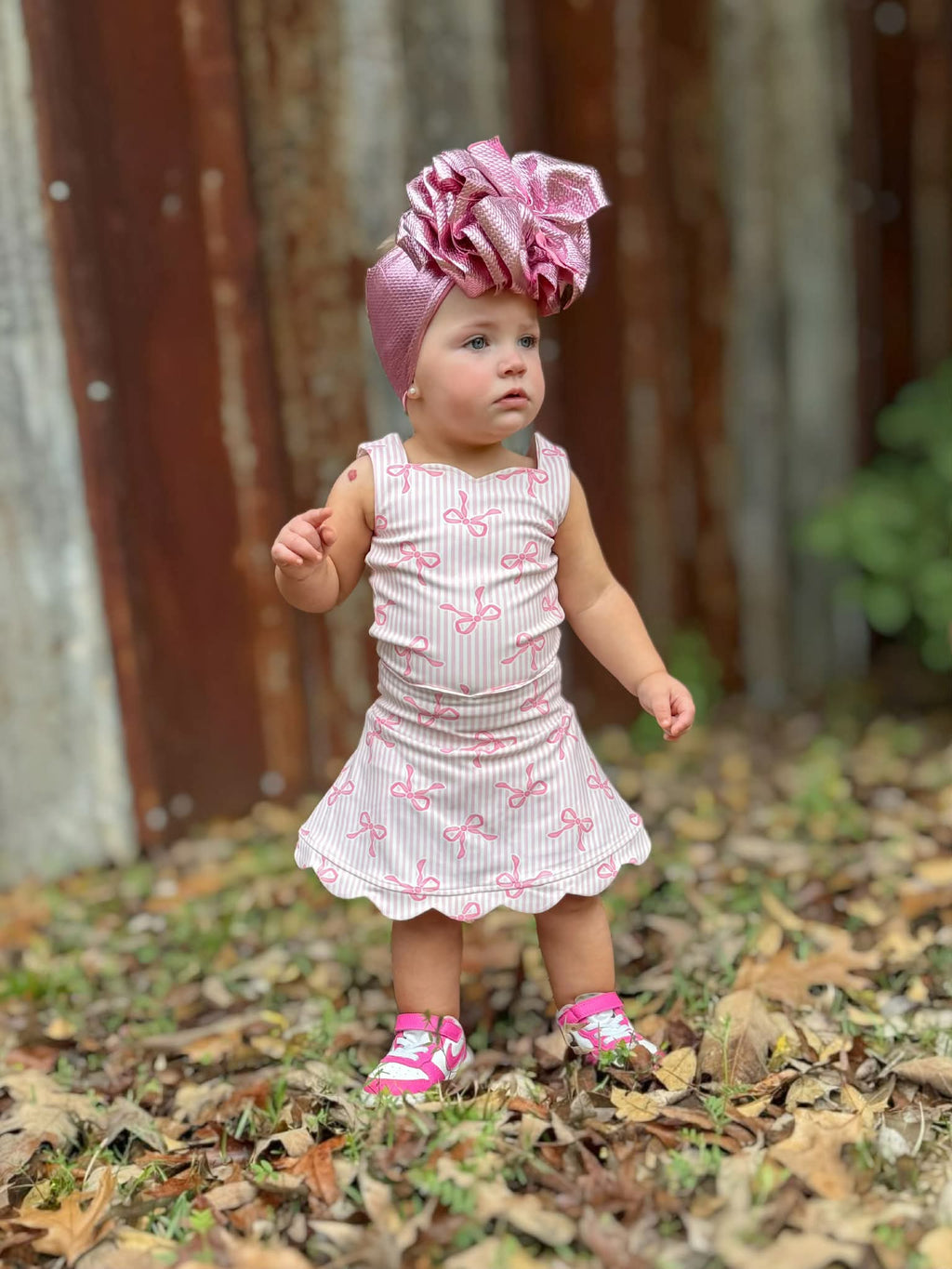 Pink Bow Babe Yoga Skirt Set