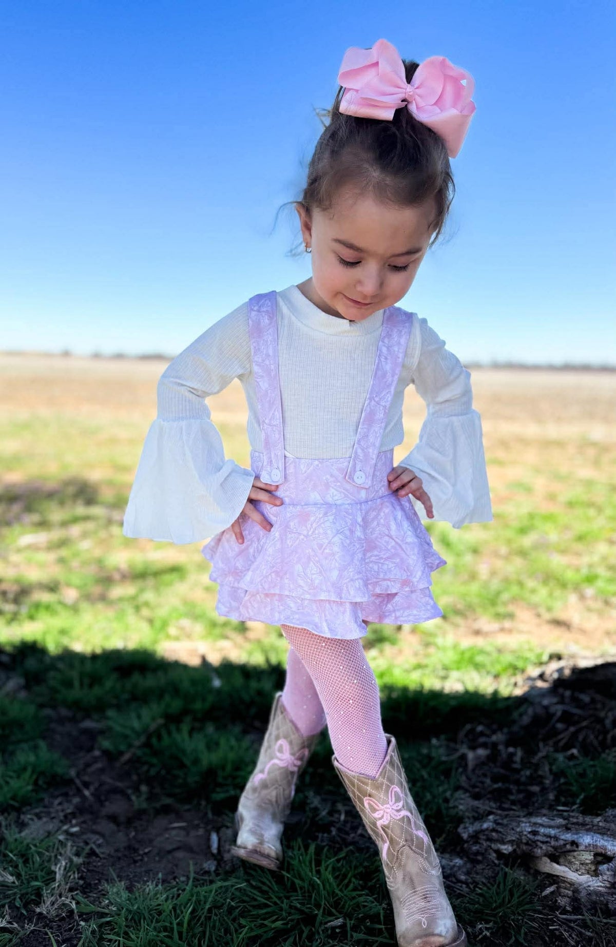 Pink camo suspender skirt