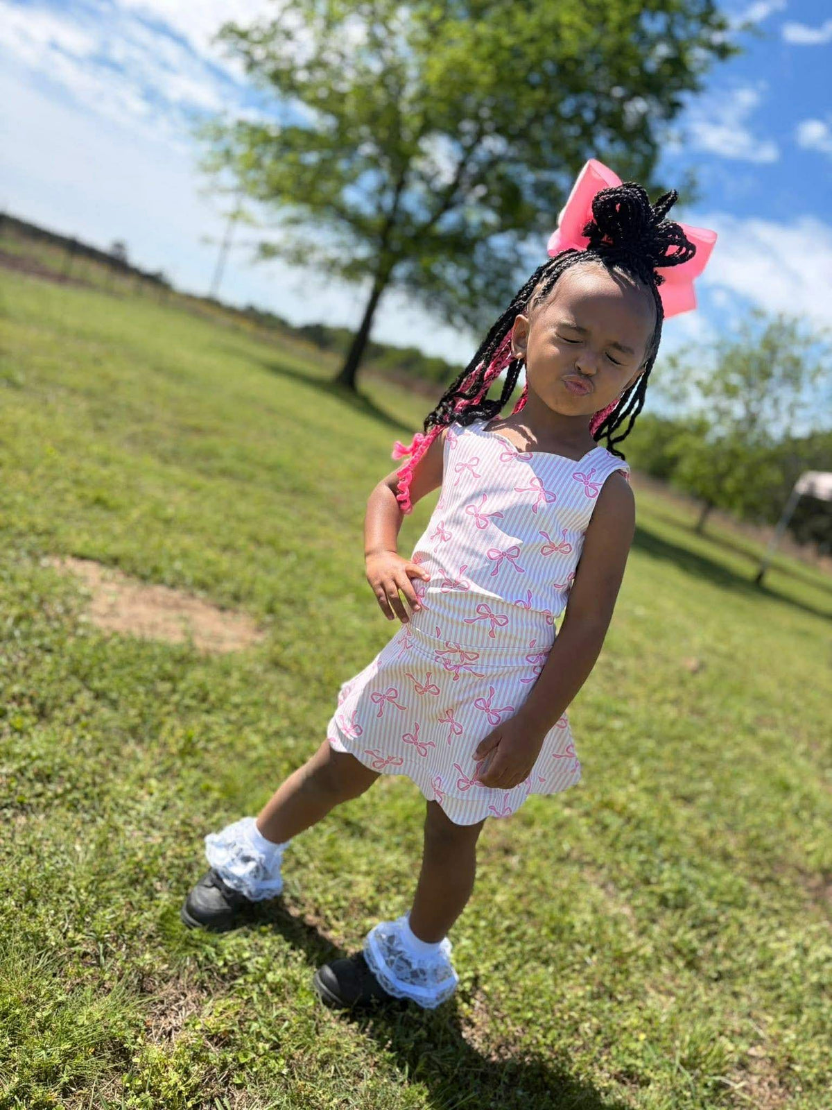 Pink Bow Babe Yoga Skirt Set