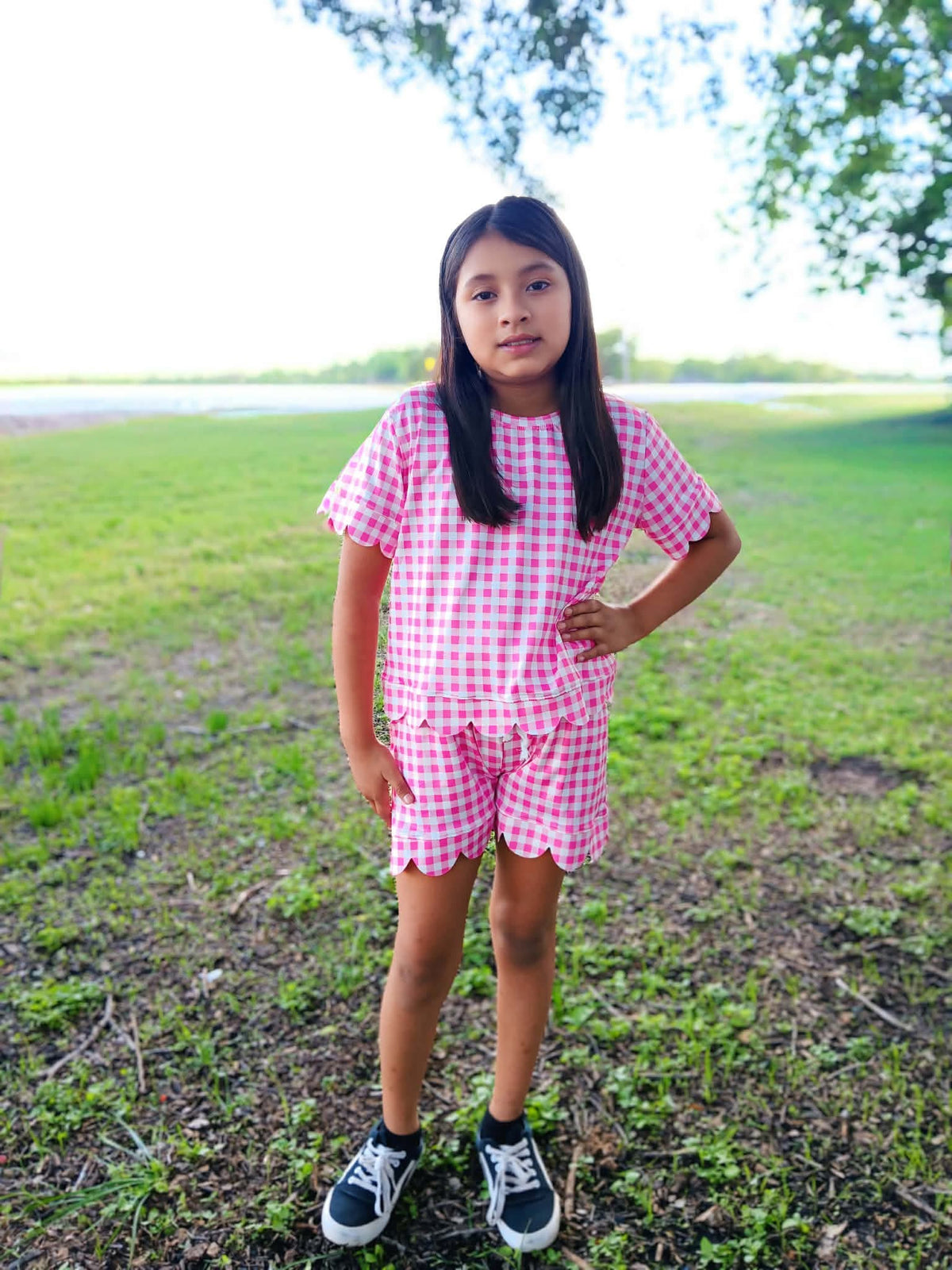 Dark Pink Plaid Set