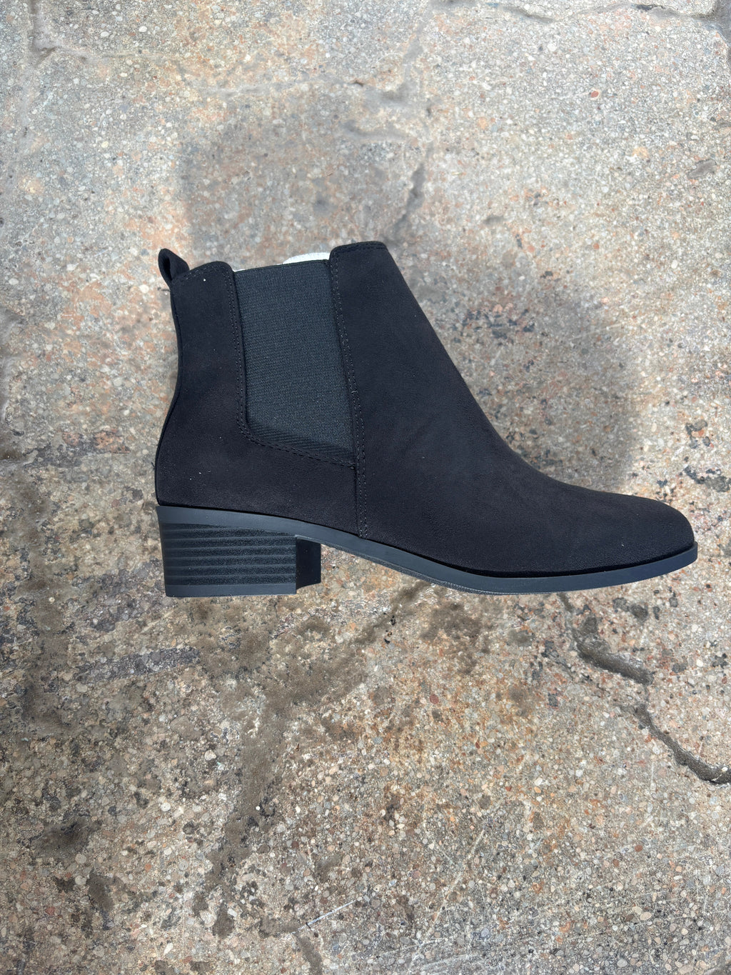 Black Suede Pointed Low Heel Ankle Booties