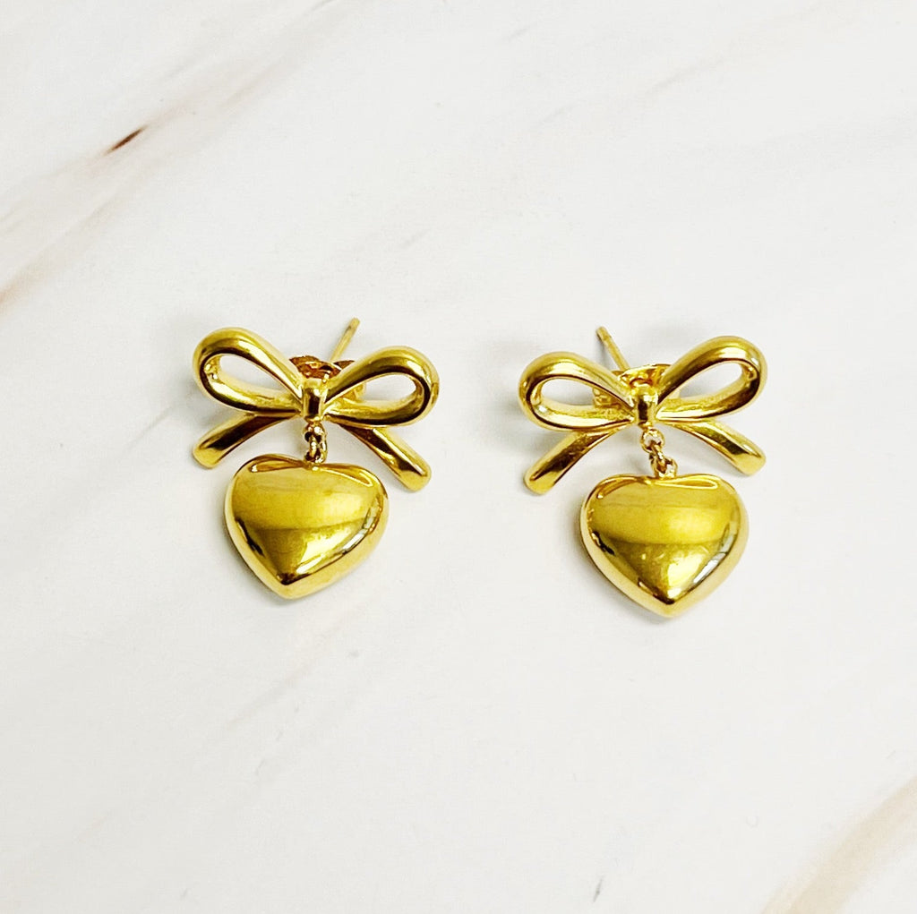 Mini Bow Mini Heart Earrings