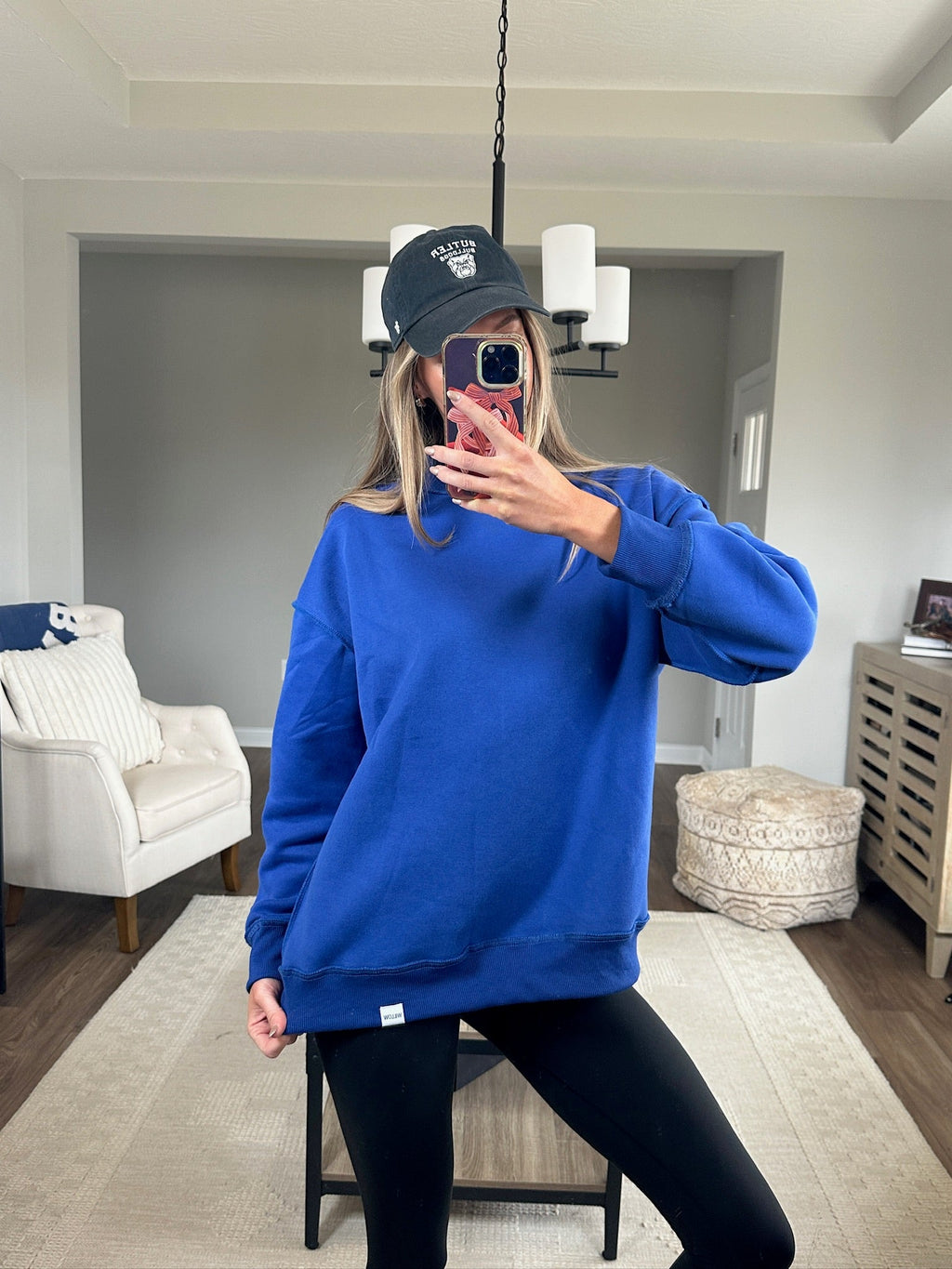 Tilly Blue Reversible Oversized Mockneck Crew