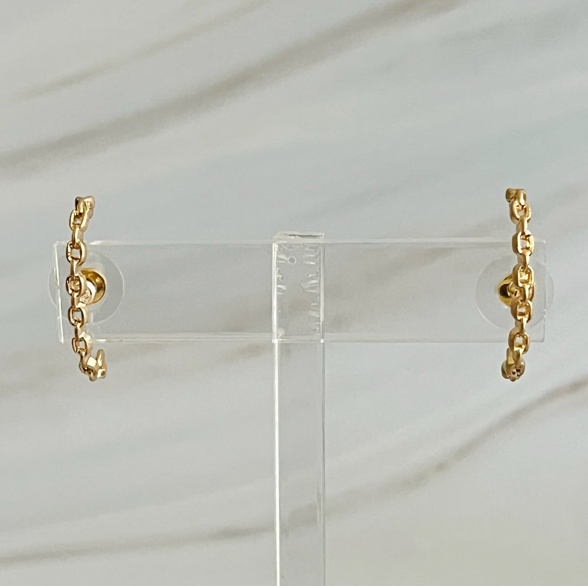 Chain C Shape Post Earrings