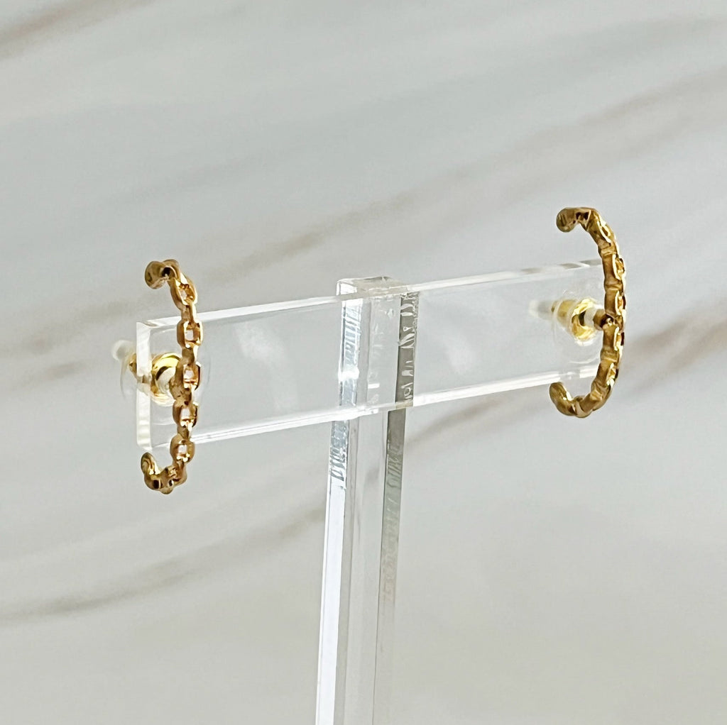 Chain C Shape Post Earrings