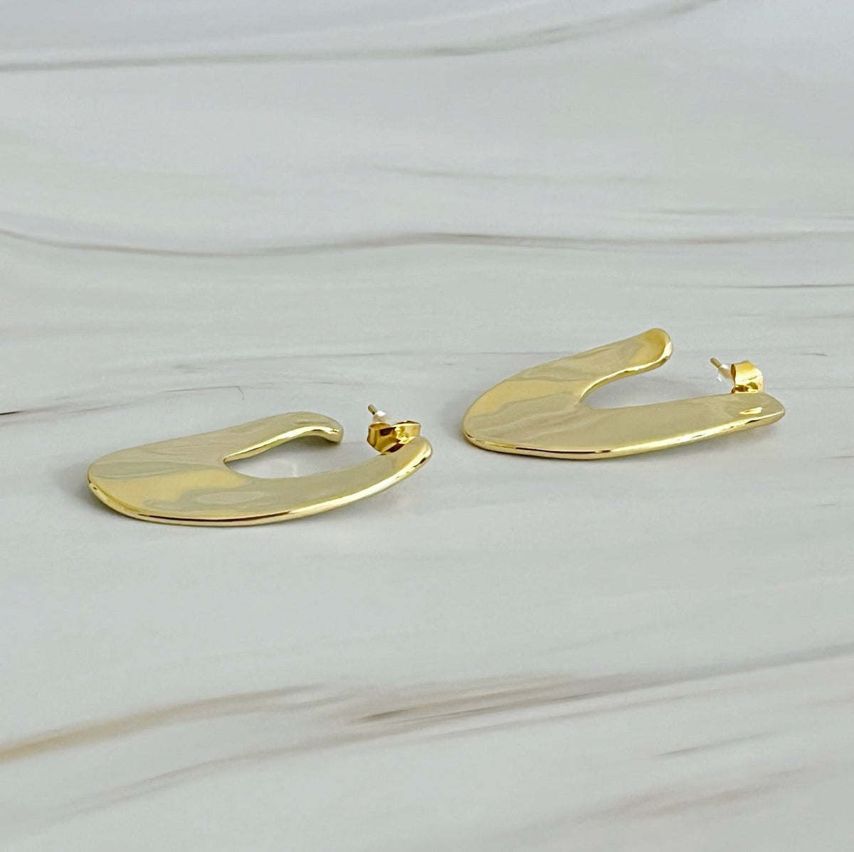 Polished Golden Art Hoop Earrings