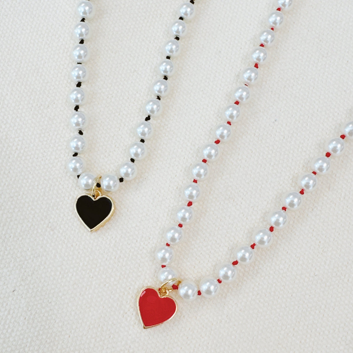 Silky Thread Heart Charm Necklace
