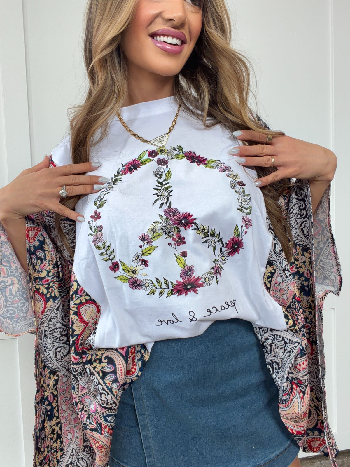 Peace and Love Kantha Styled Top