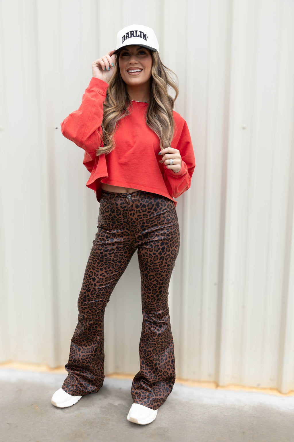 Fiona High Waisted Bell Bottom Flare Jeans - Desert Brown Leopard