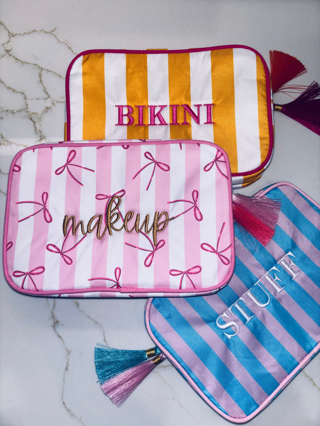 "Makeup" Embroidered Nylon Makeup Bag