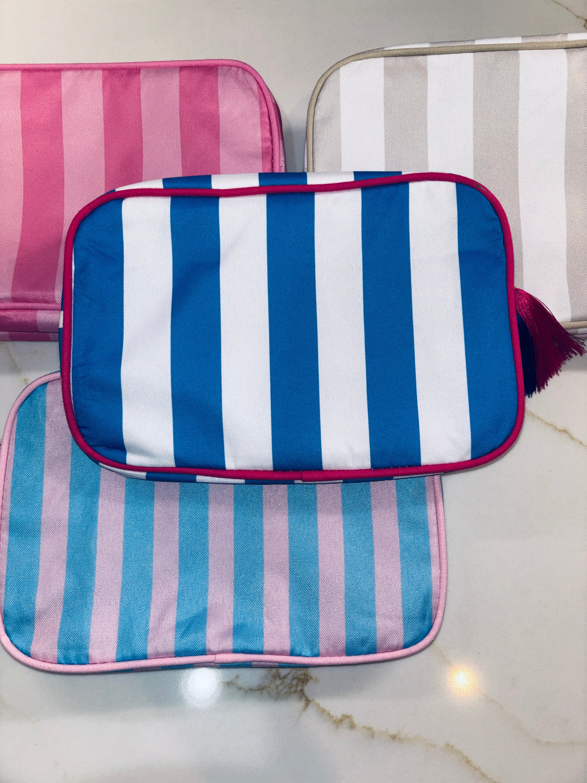 Nylon Striped Makeup Bag