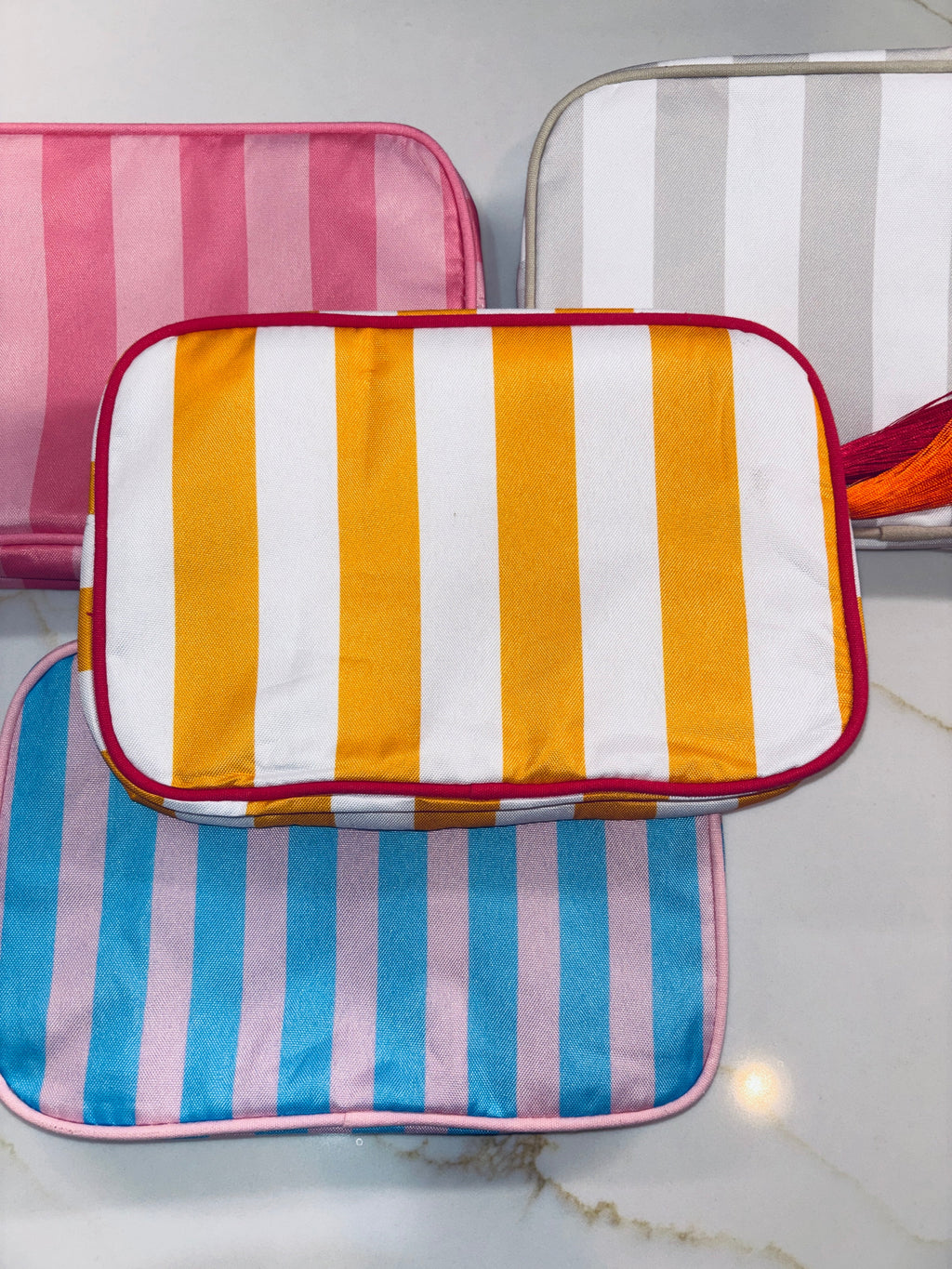 Nylon Striped Makeup Bag
