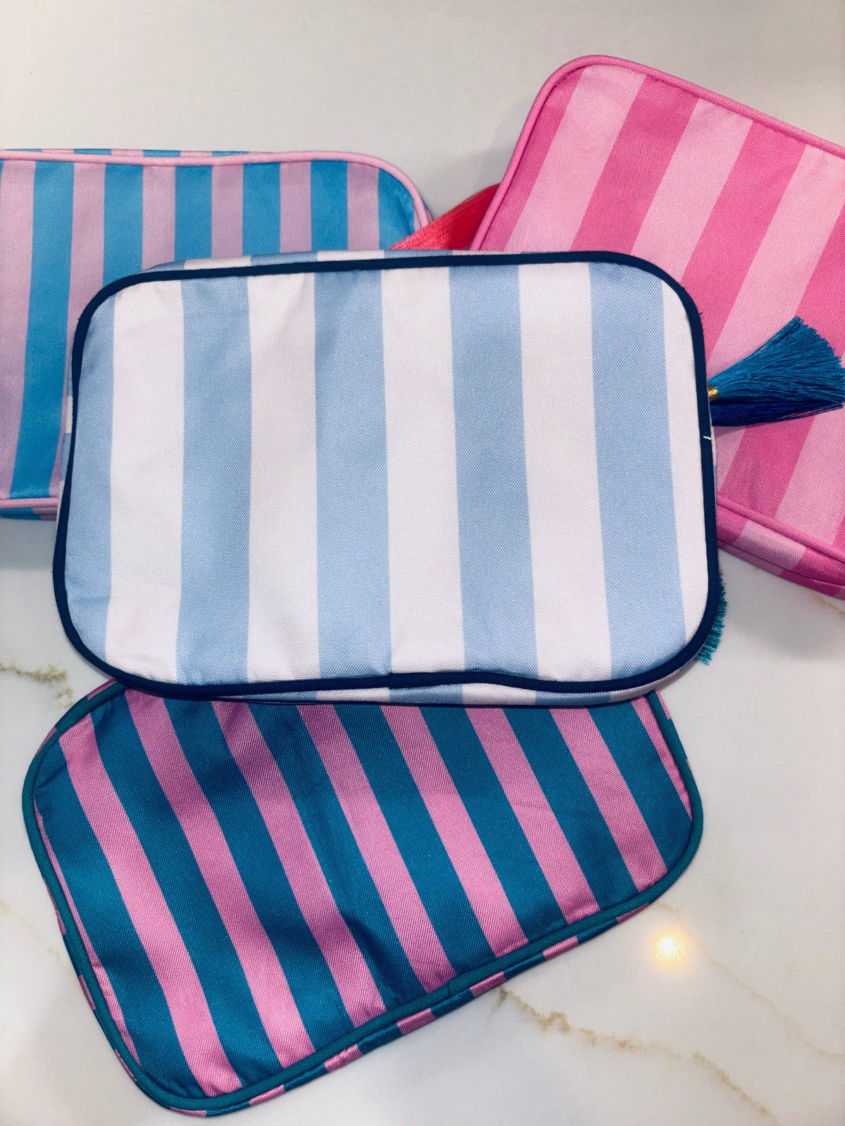 Nylon Striped Makeup Bag
