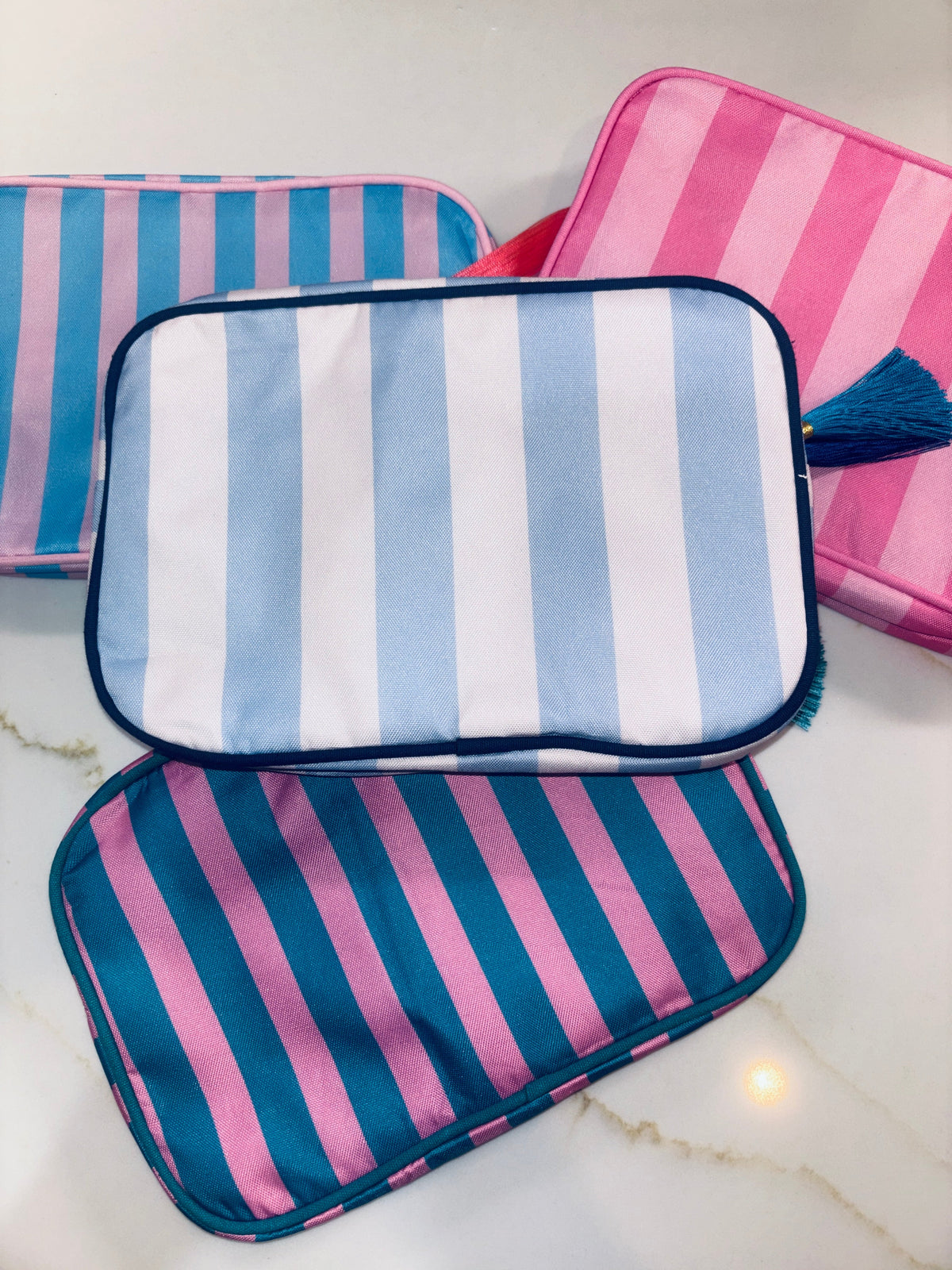 Nylon Striped Makeup Bag