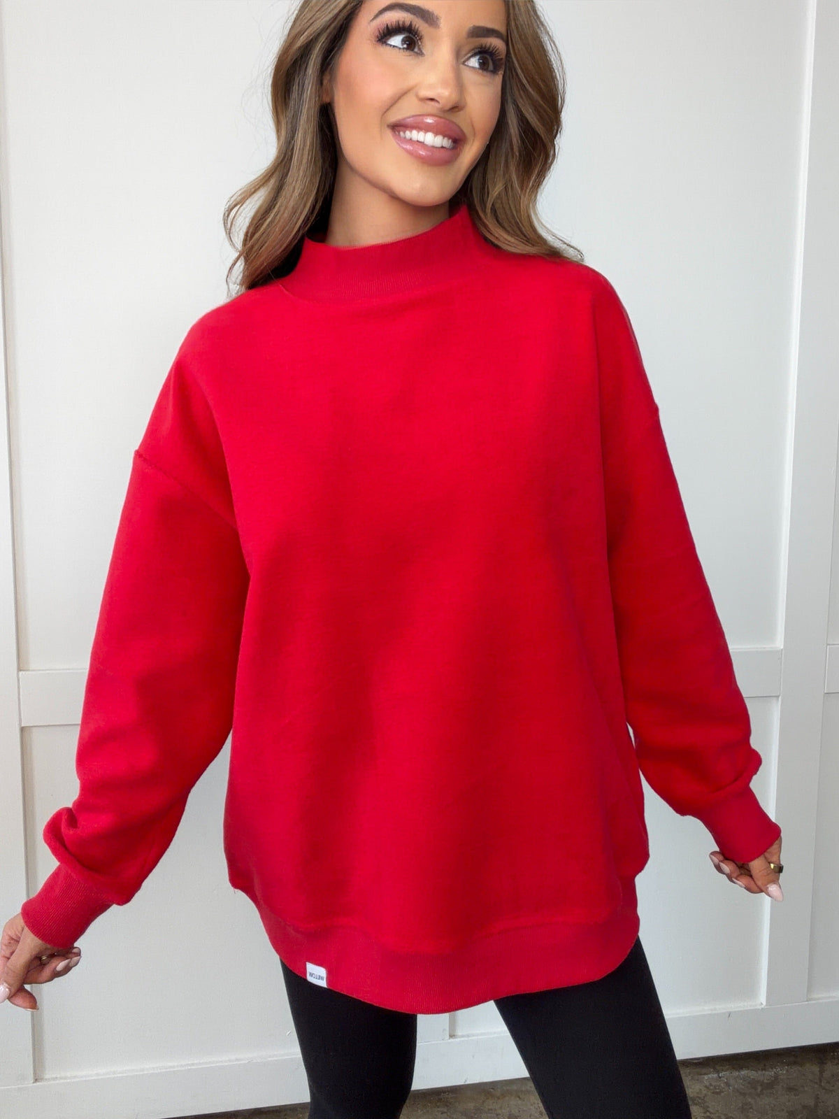 Tilly Red Reversible Oversized Mockneck Crew