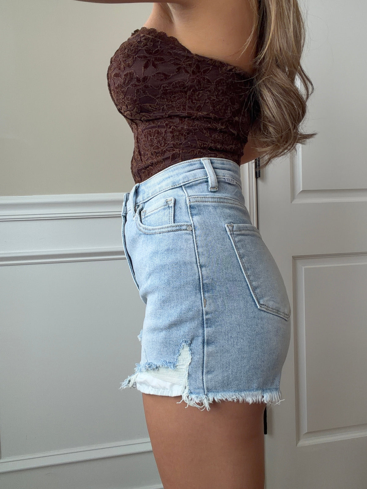 Jillian High Rise Distressed Shorts - Light Wash