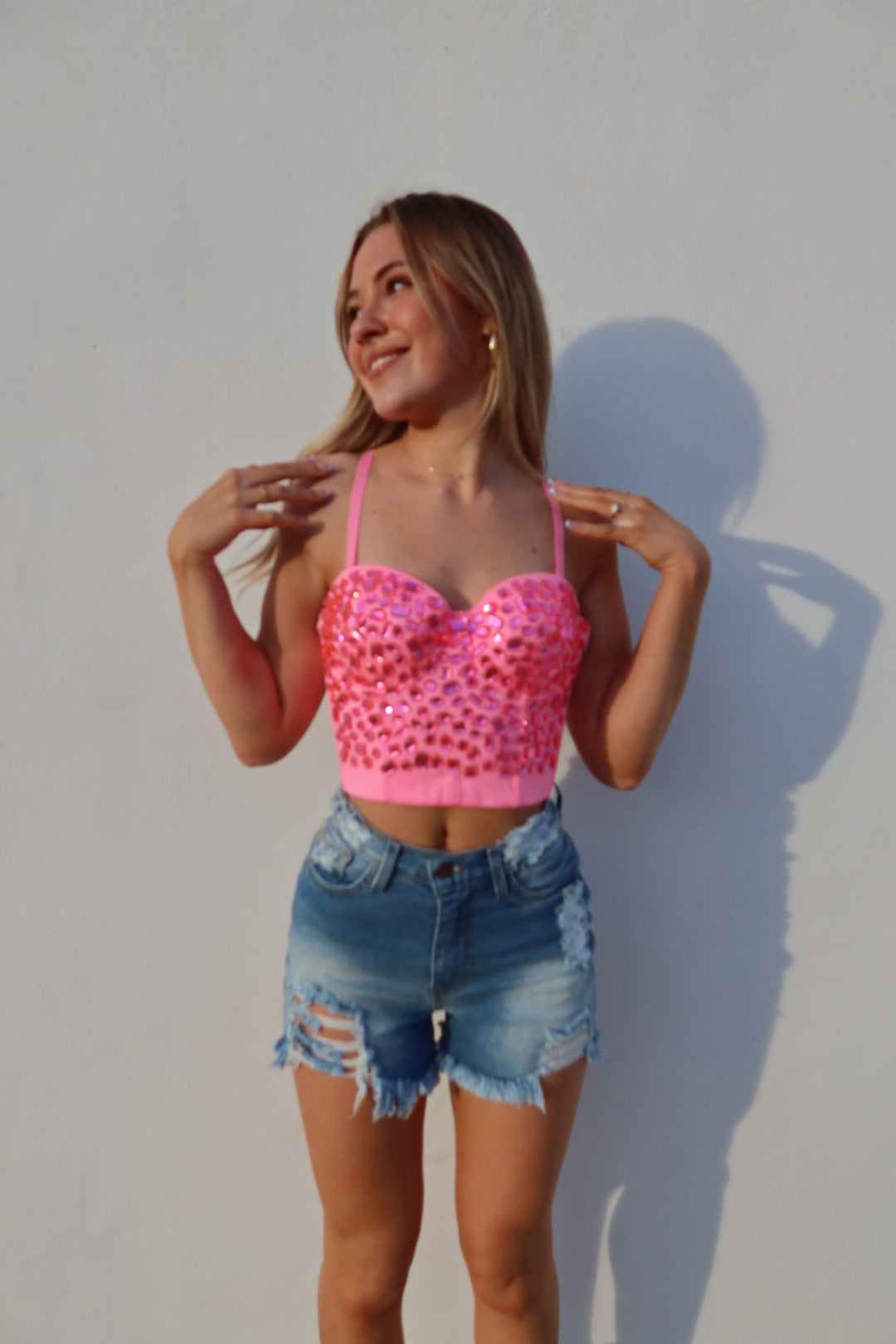 Breanne Distressed High Rise Shorts