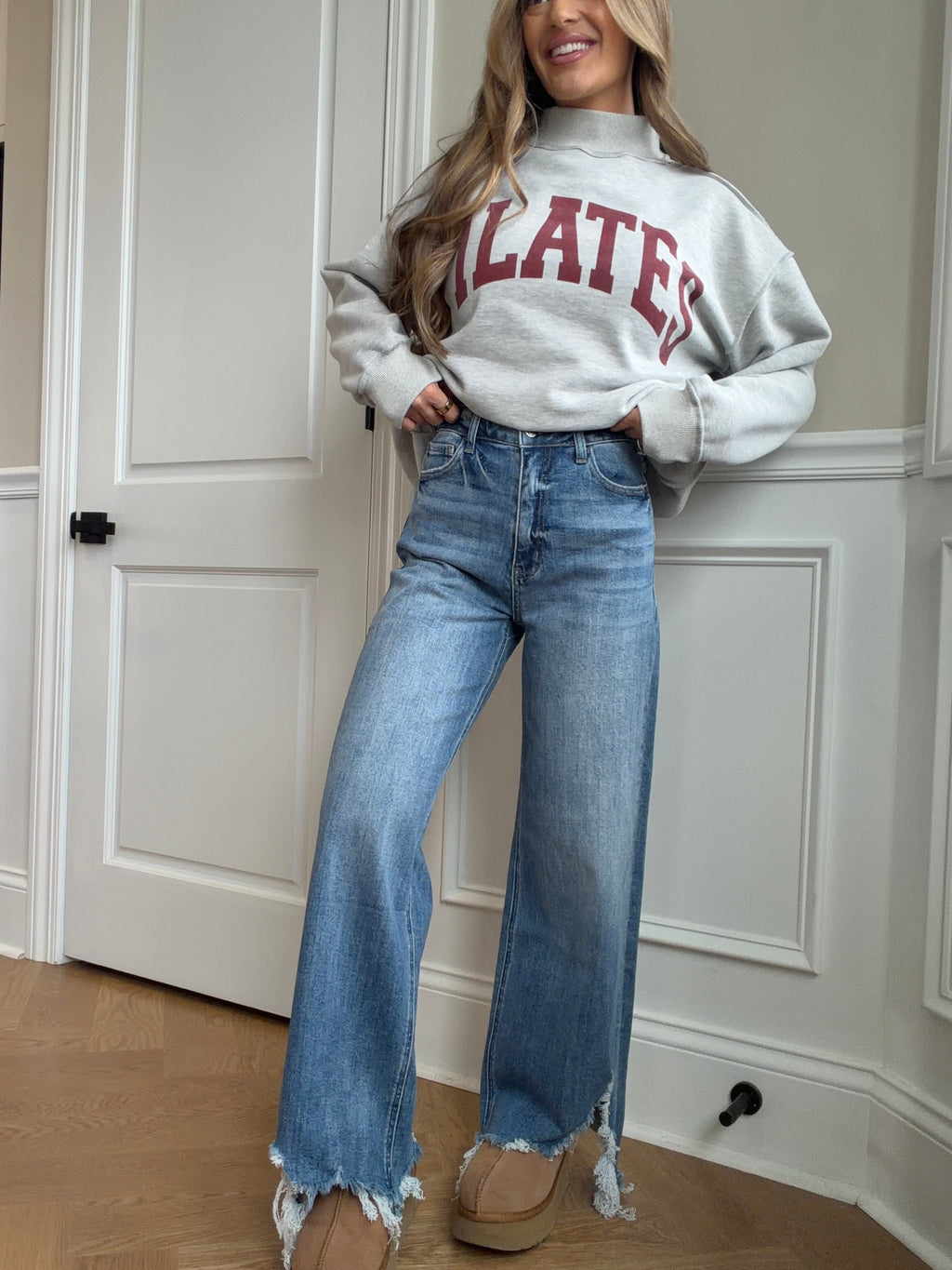 Abby Distressed Hem Straight Leg Jeans