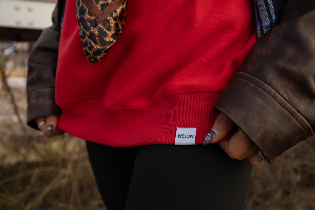 Tilly Red Reversible Oversized Mockneck Crew