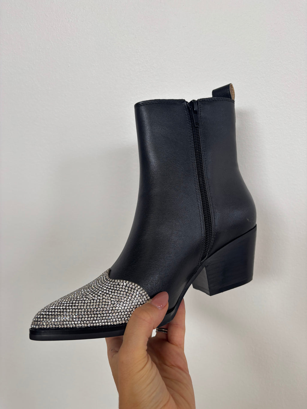 Zuri Rhinestone Pointed Mid-Calf Cowgirl Boots