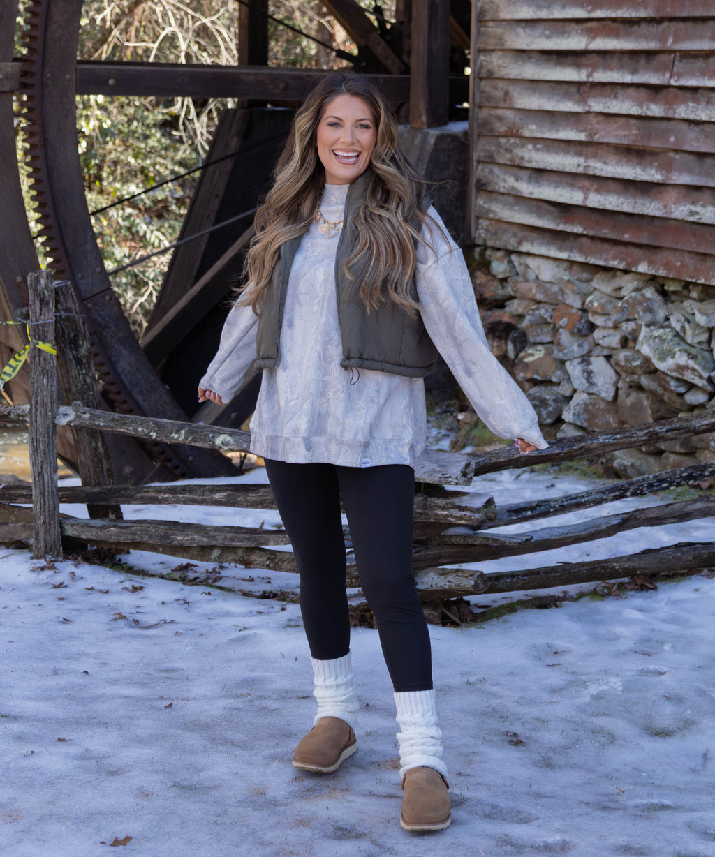 Tilly Oversized Light Camo Mockneck Crew