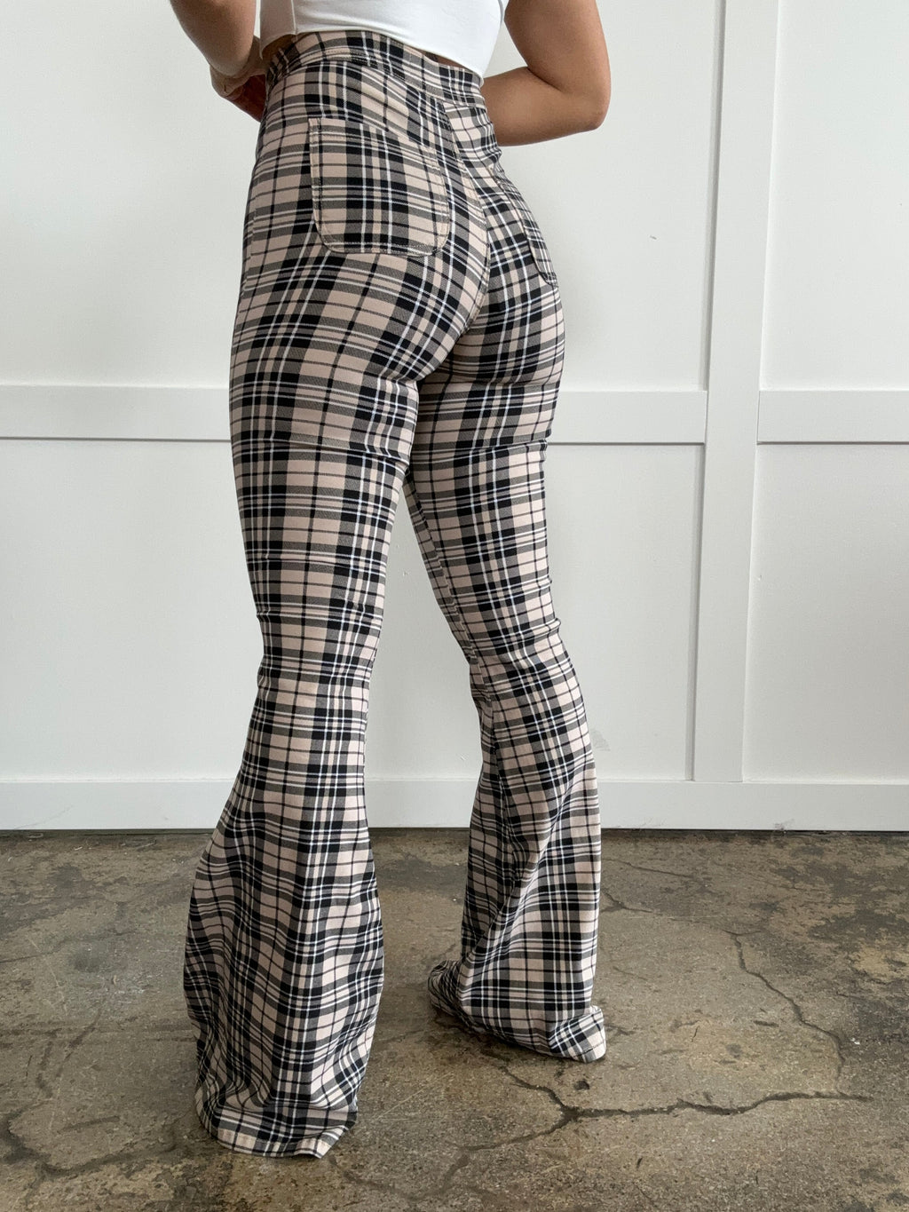 Gretchen Fiona High Waisted Plaid Flare Jeans