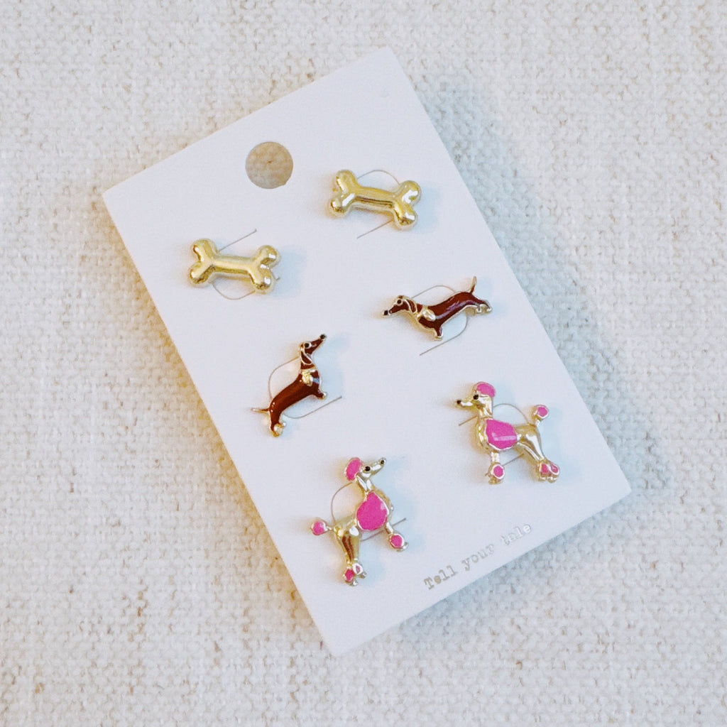 Lovely Fur Friend Earring Set Of 3