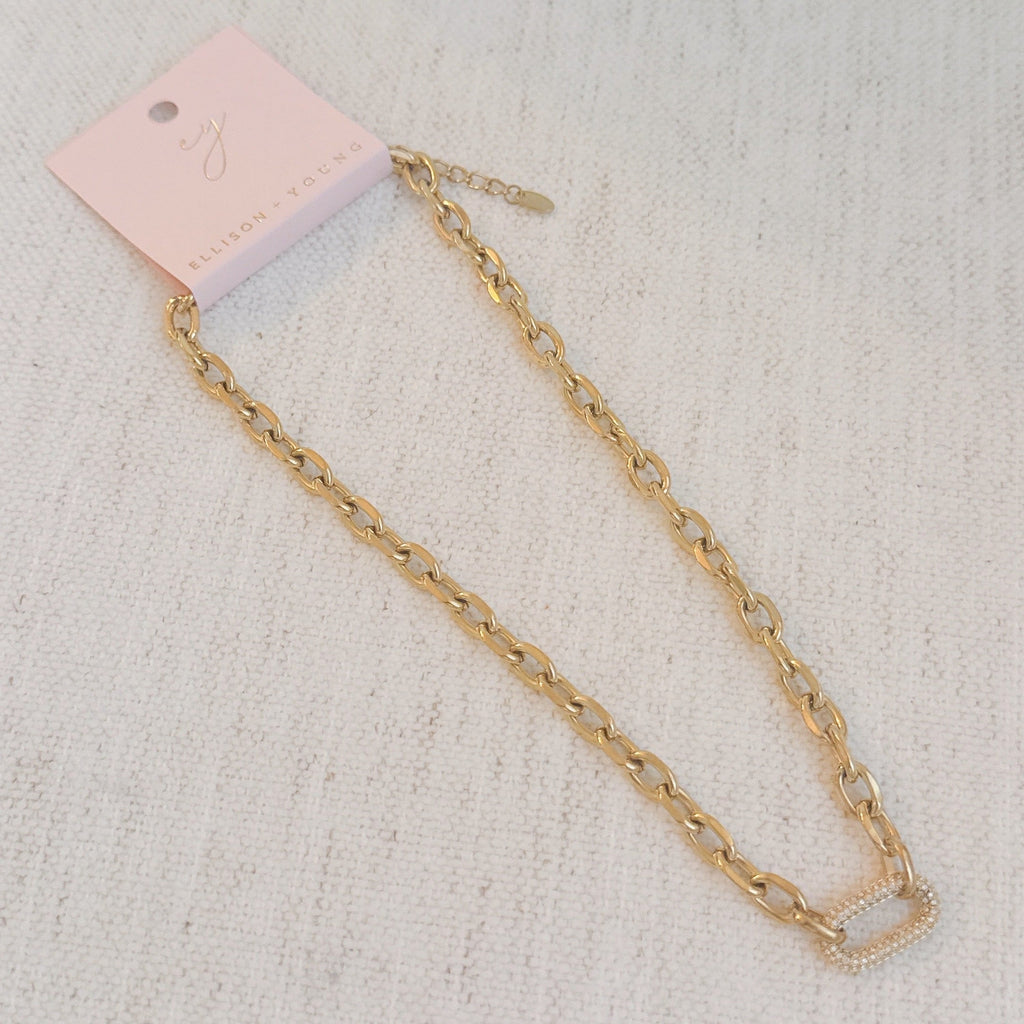 Pave Lock Chain Necklace