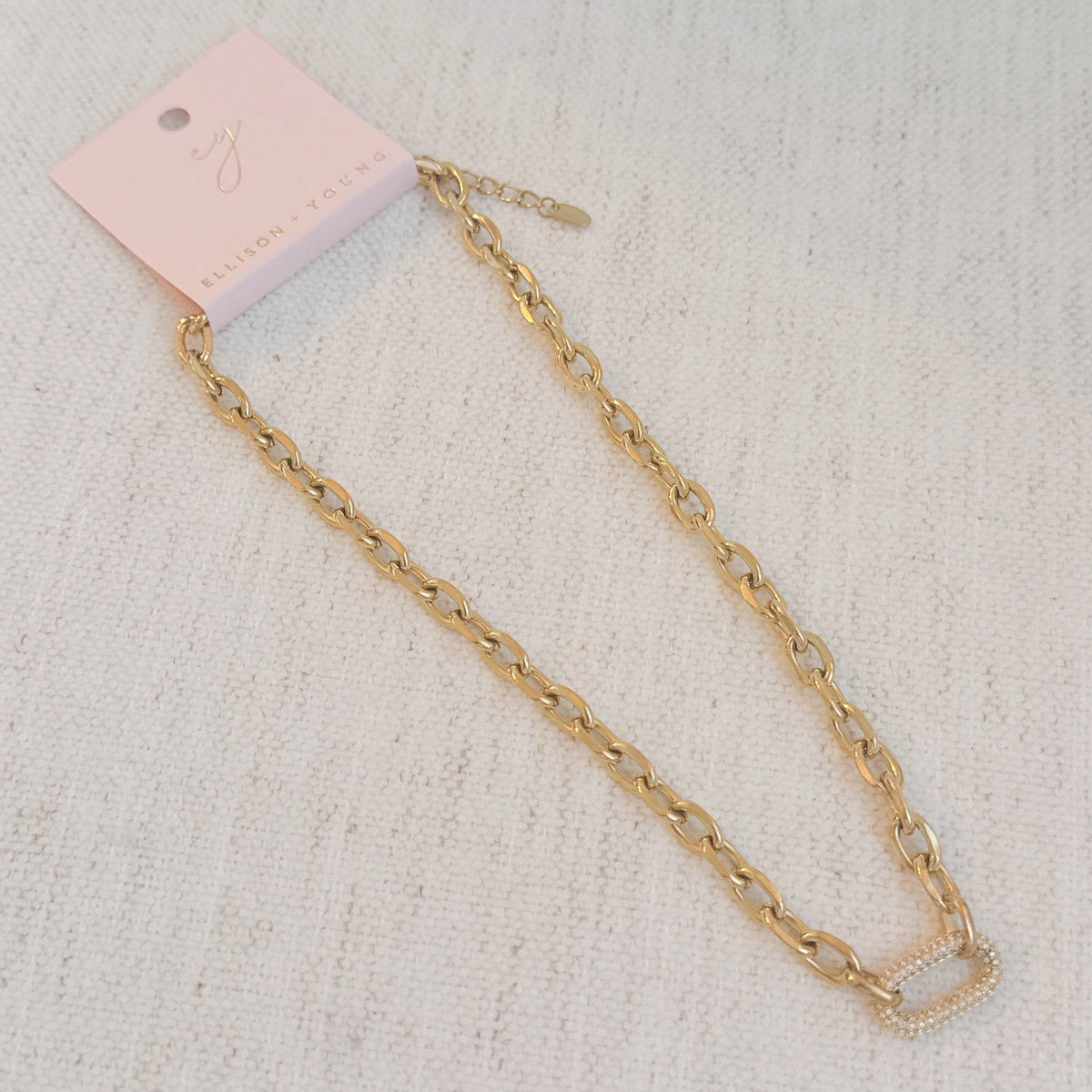 Pave Lock Chain Necklace