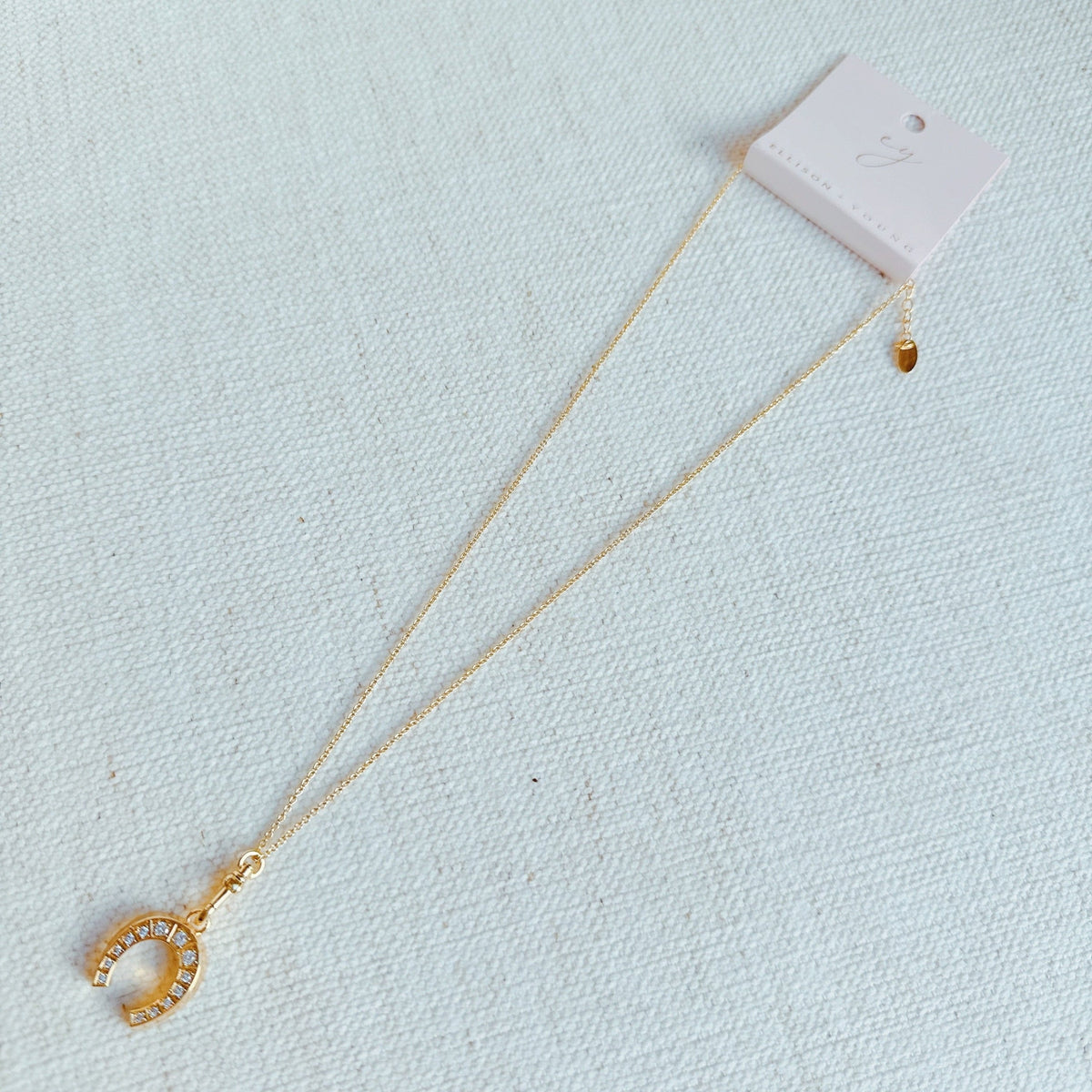Paved Horseshoe Pendant Necklace