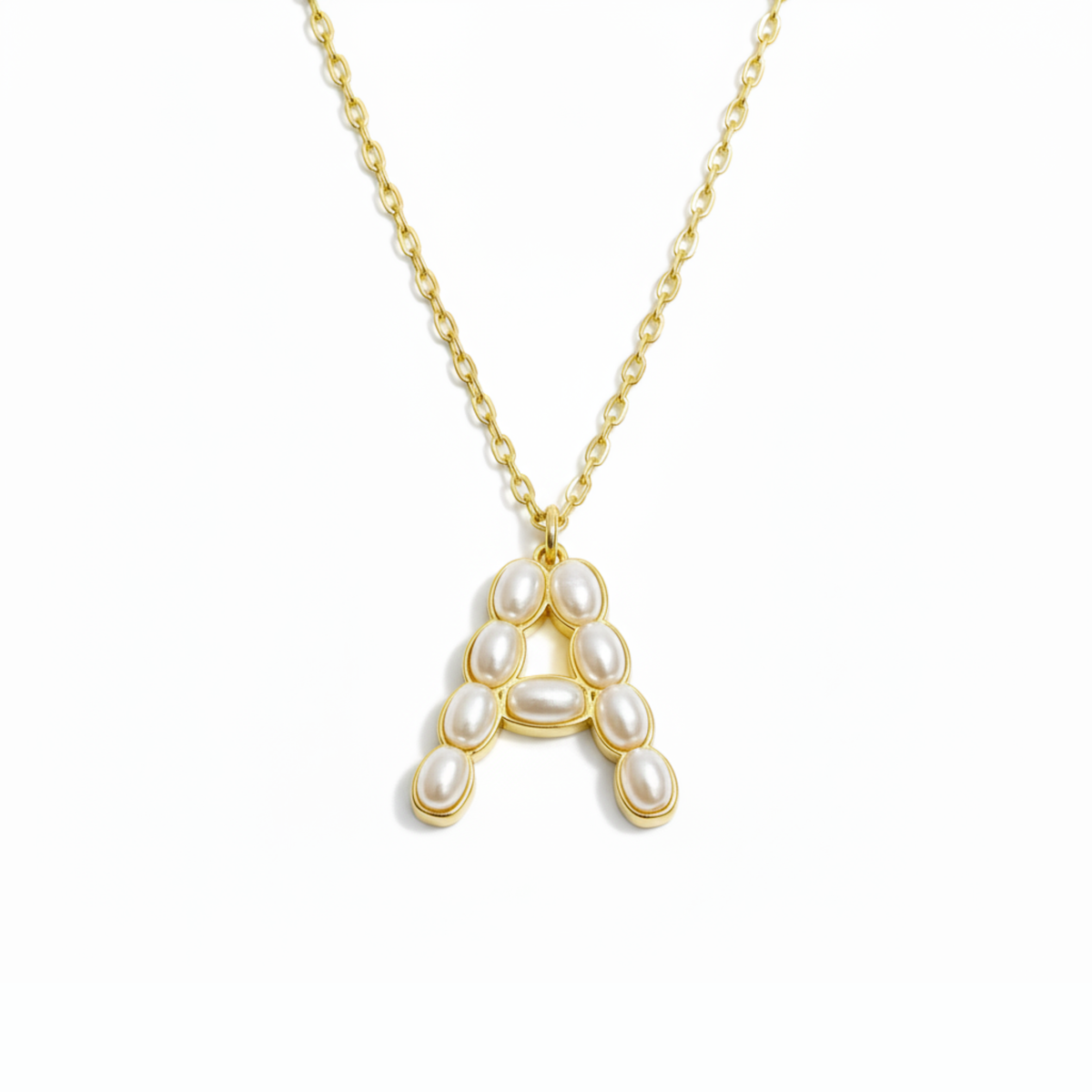 Pearl Mosaic Initial Pendant Necklace