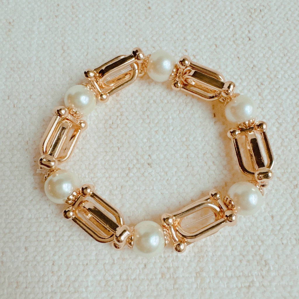 Pearls With U Chain Stretch Bracelet