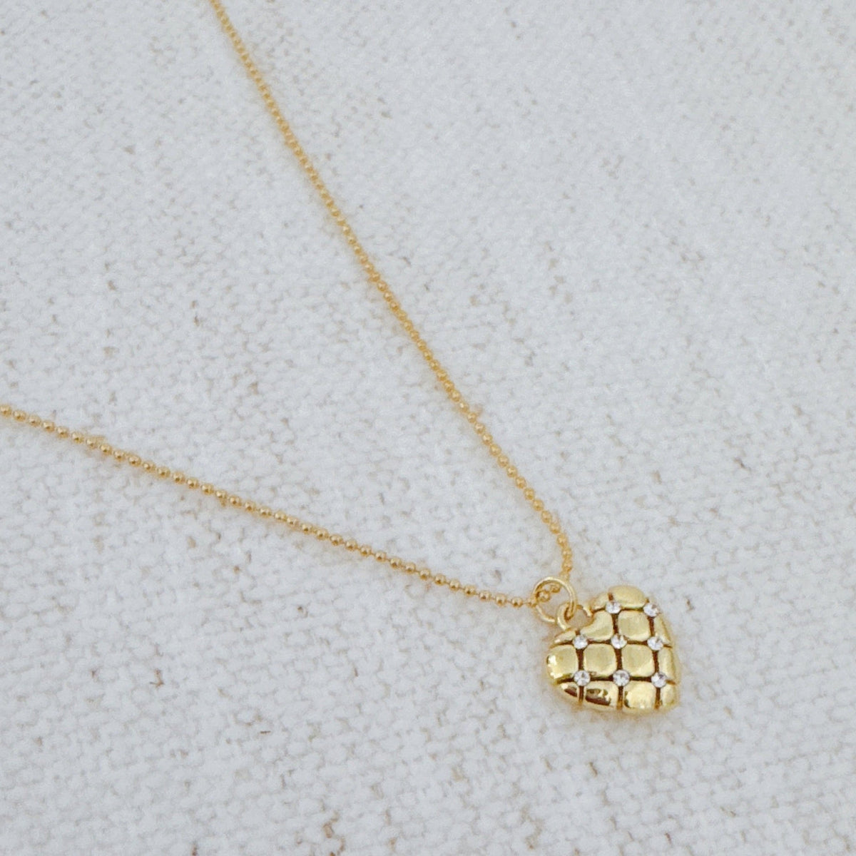 Quilted Luxe Heart Charm Necklace