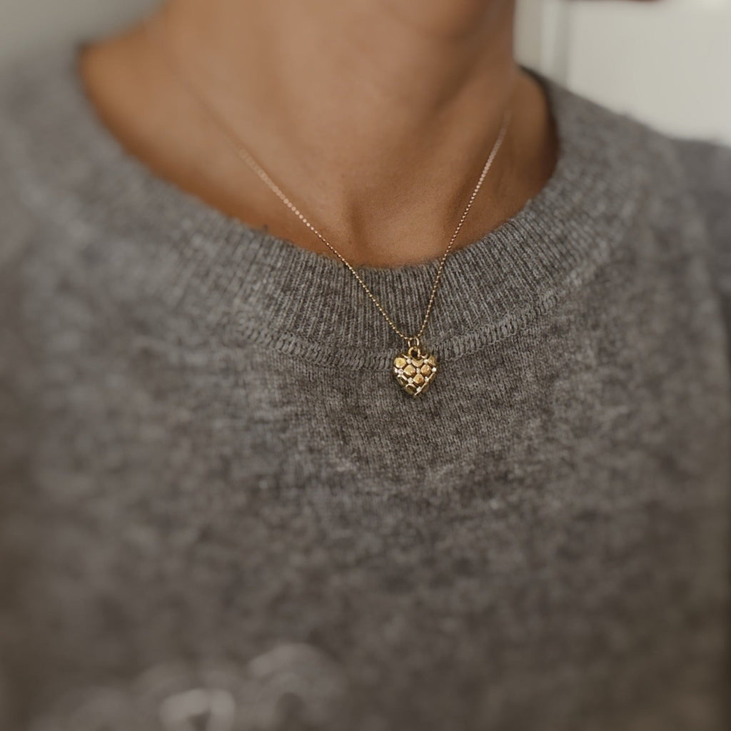 Quilted Luxe Heart Charm Necklace