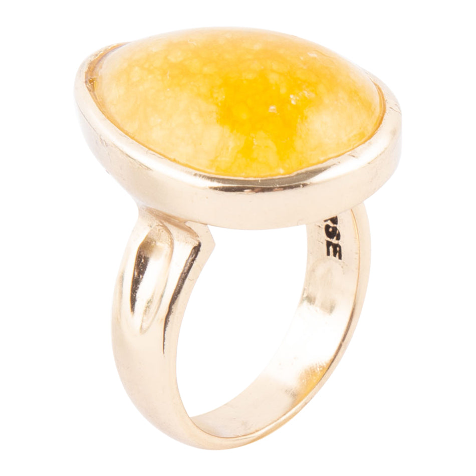 Yellow Quartz and Bronze Drop Ring