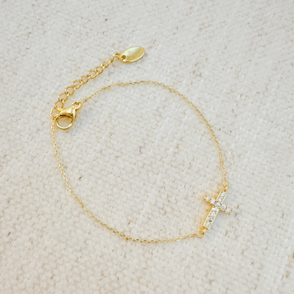 Shiny Side Hanging Cross Bracelet