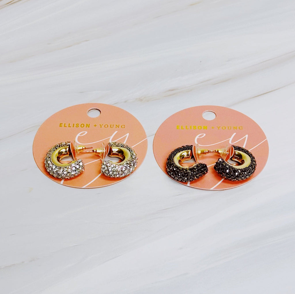 Small Glam Bling Hoop Earrings