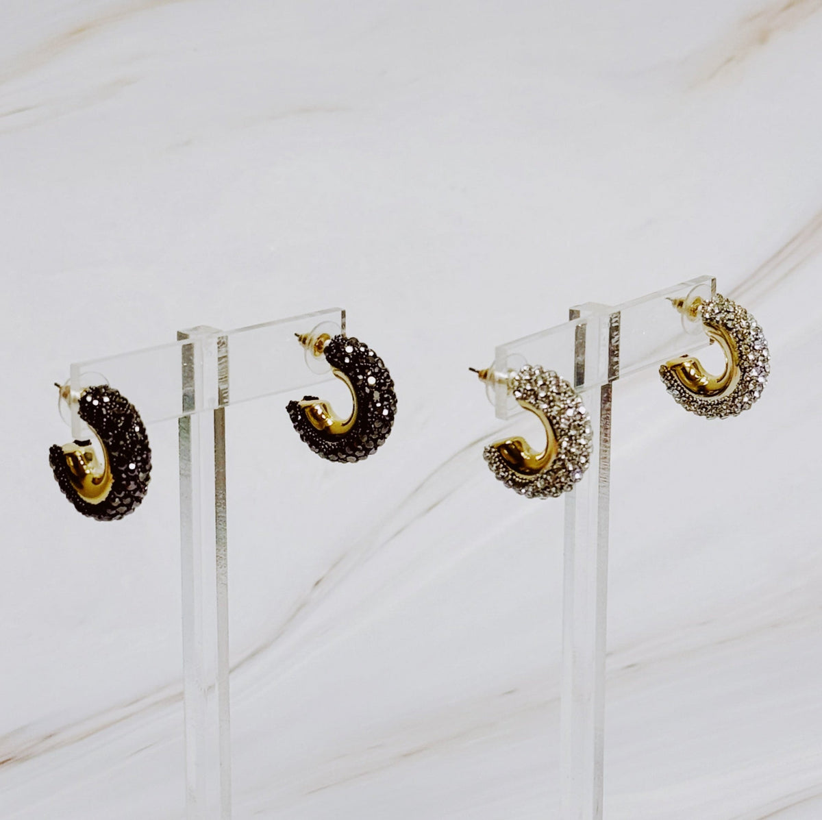 Small Glam Bling Hoop Earrings