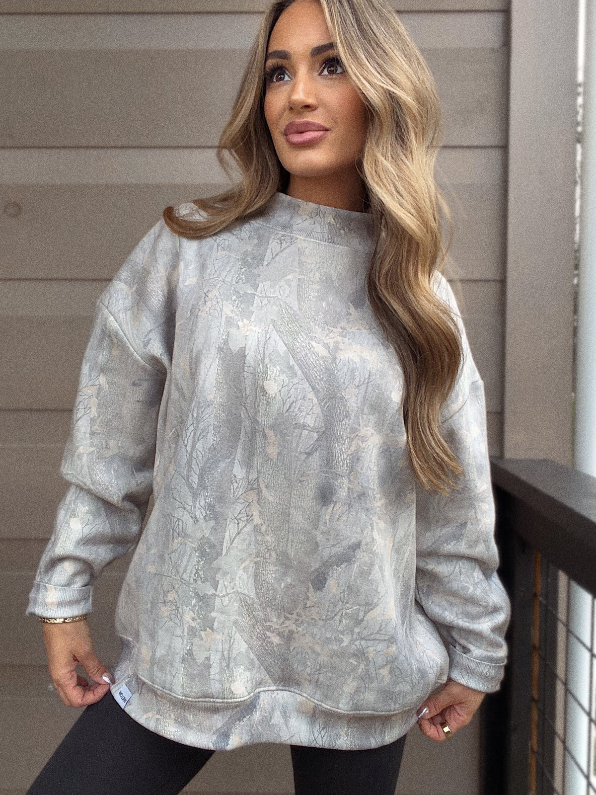 Tilly Oversized Light Camo Mockneck Crew