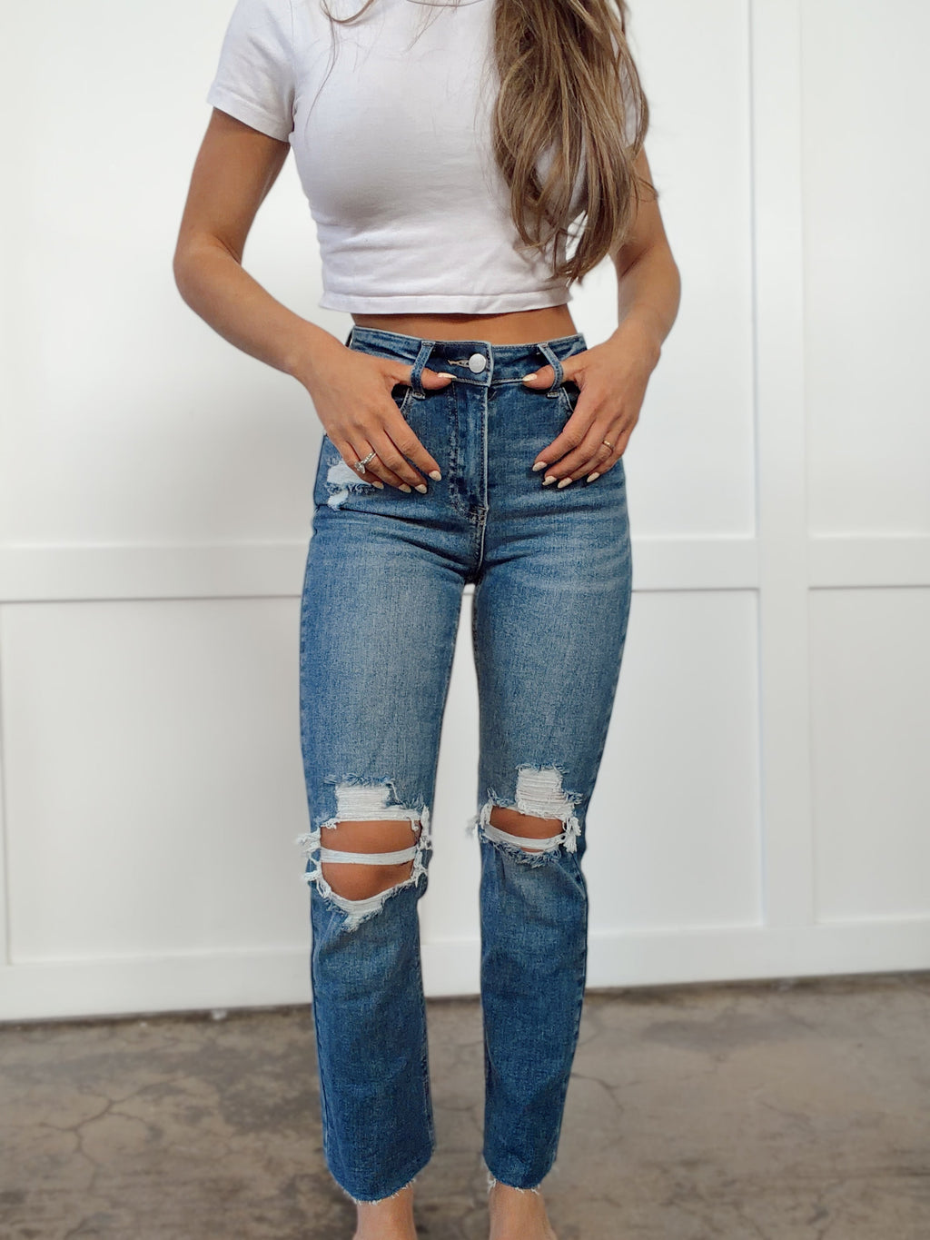 Annie High Rise Crop Straight Jeans