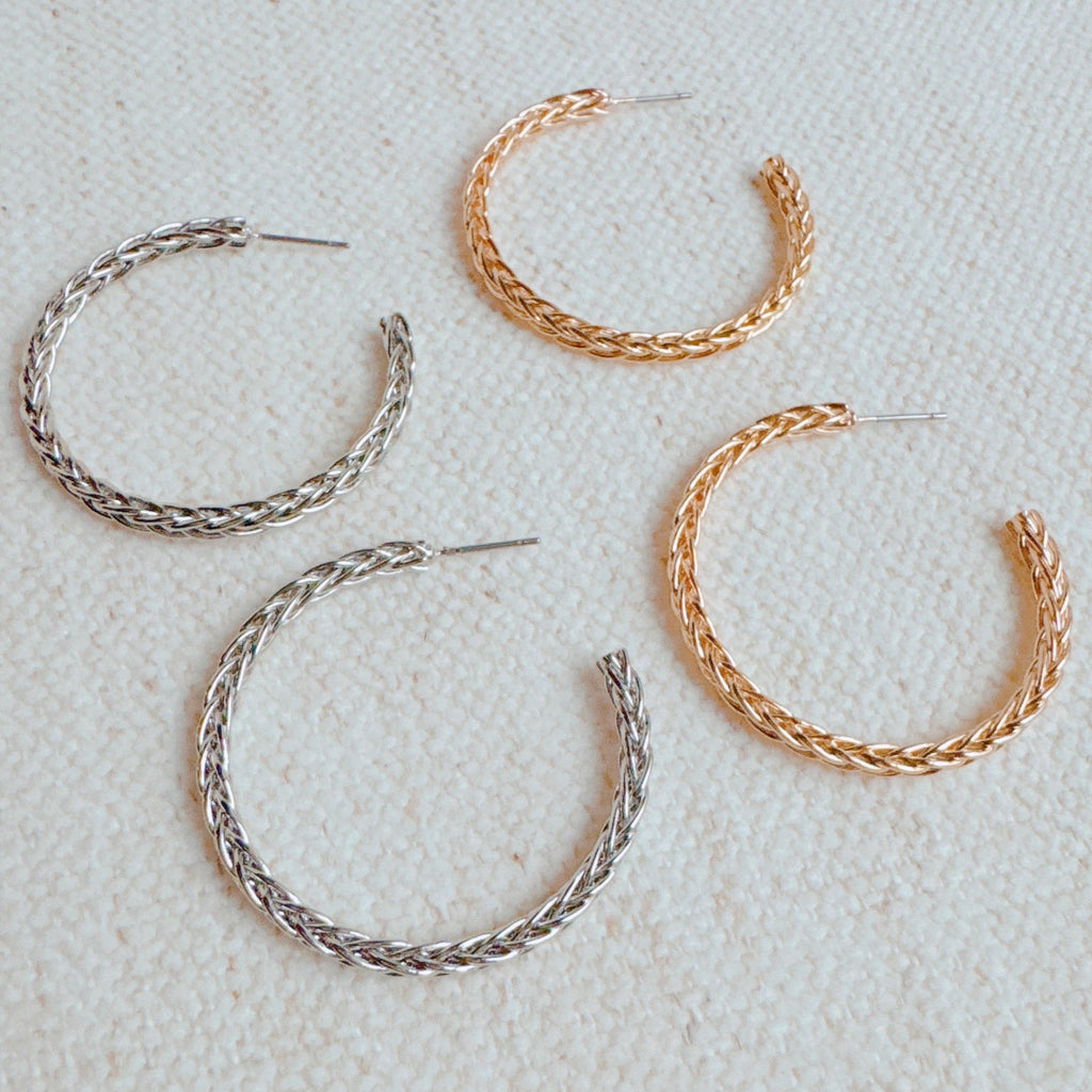 Weaved Golden Wire Hoop Earrings