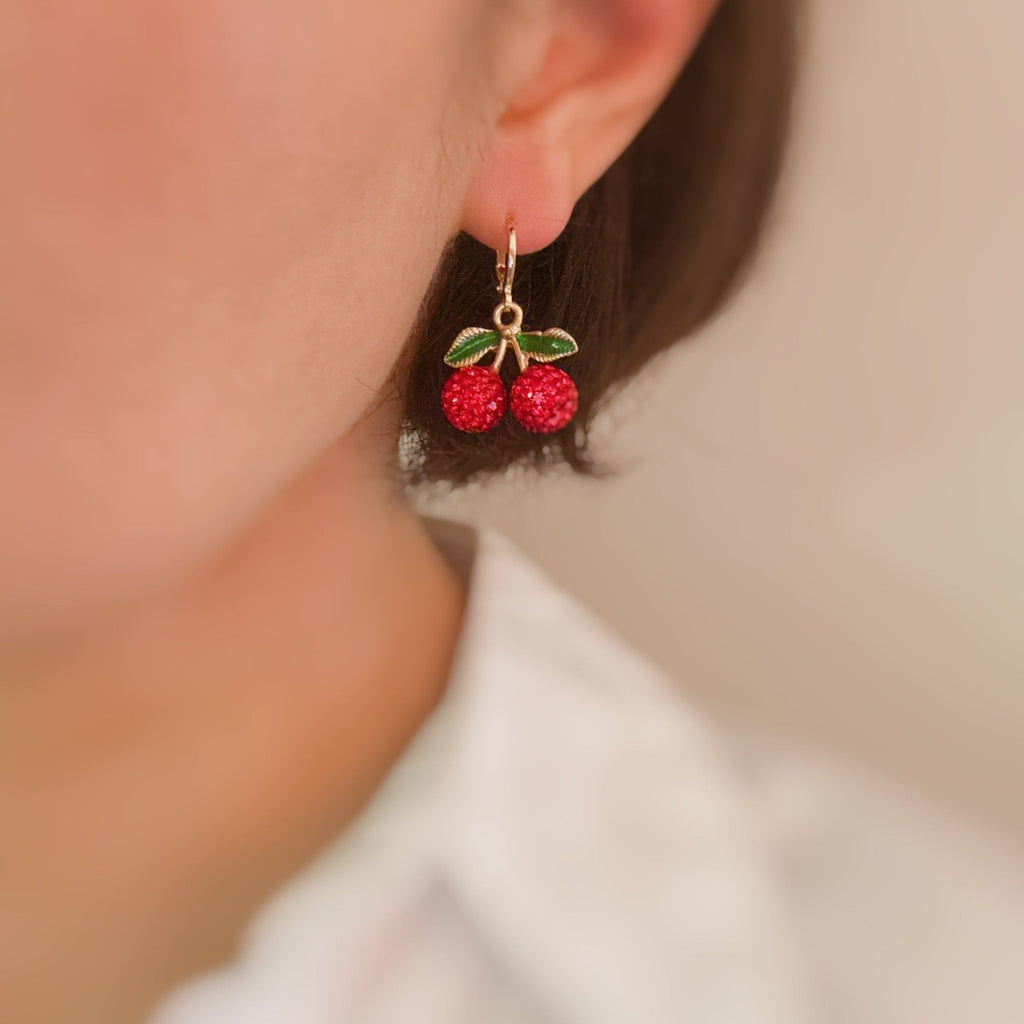 Yummy Cherry Dangle Huggie Earrings