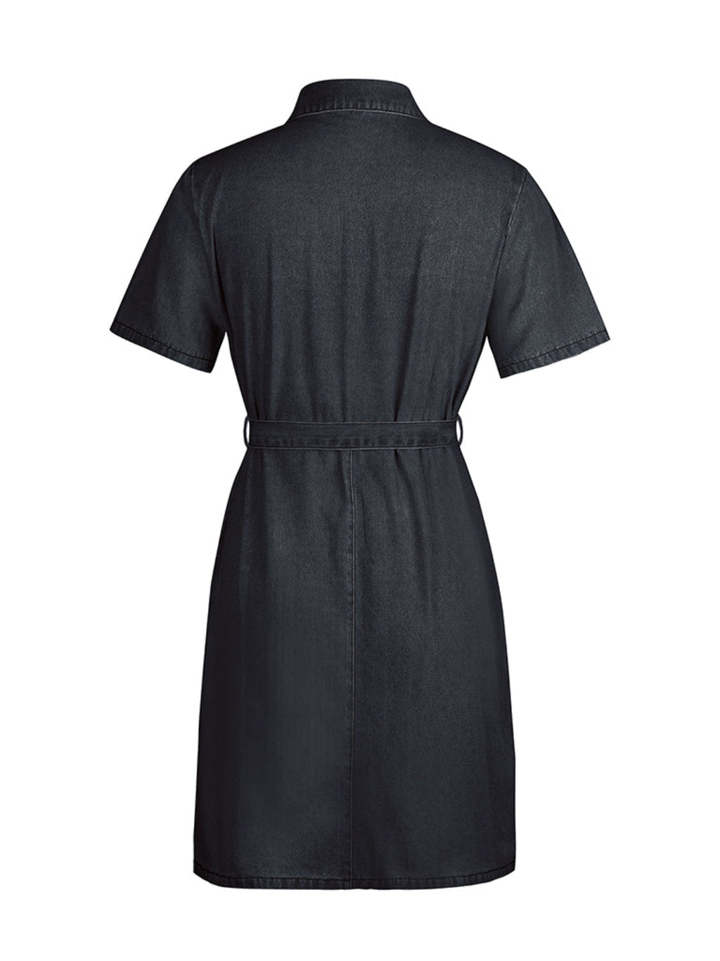 PREORDER: Fia Full Size Zip Front Short Sleeve Denim Dress Plus Size