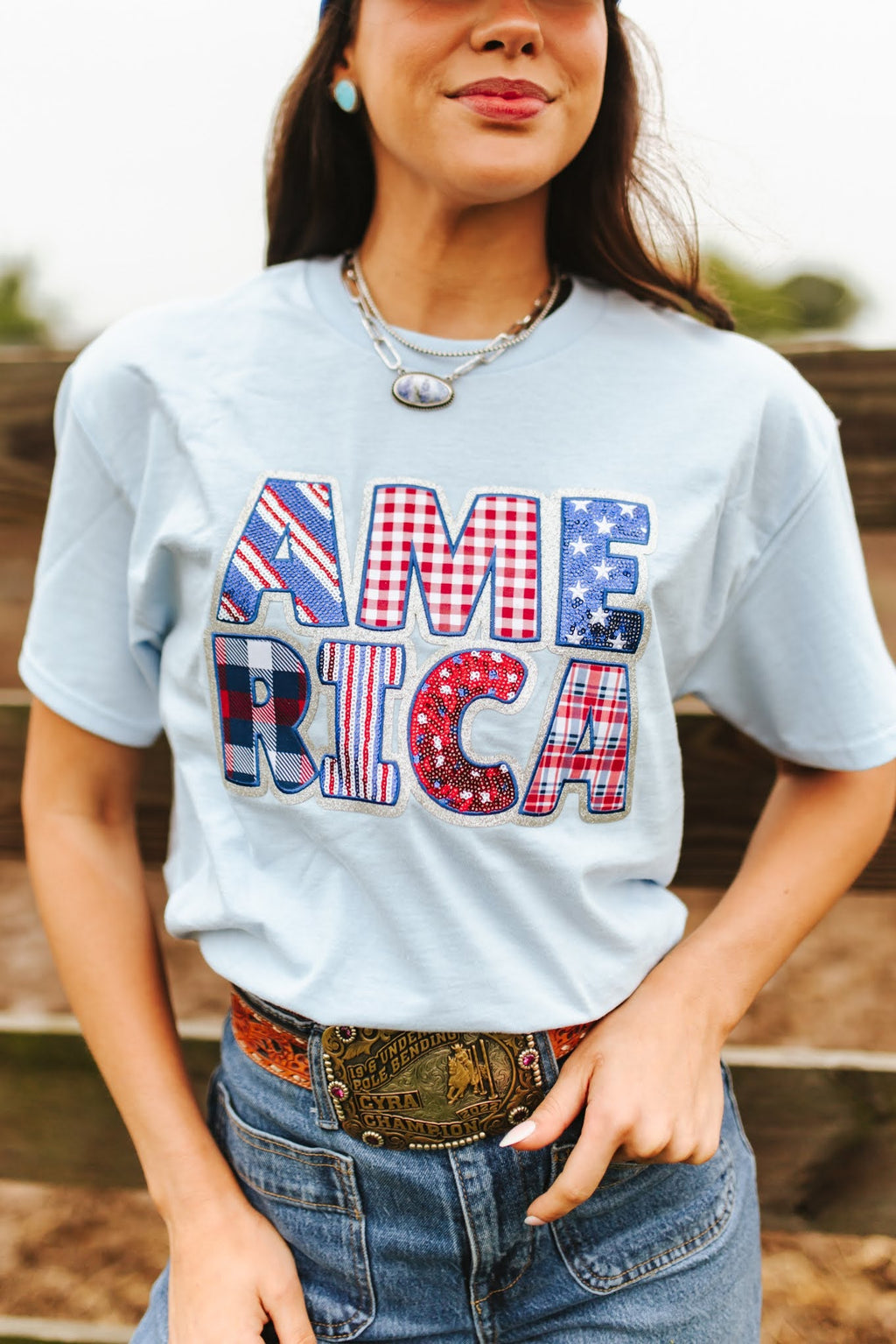 America Sequin Patch Tee
