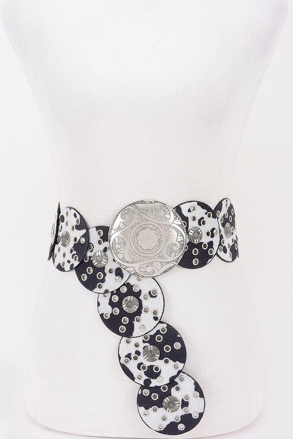 Brady Cow Print Disc Belt