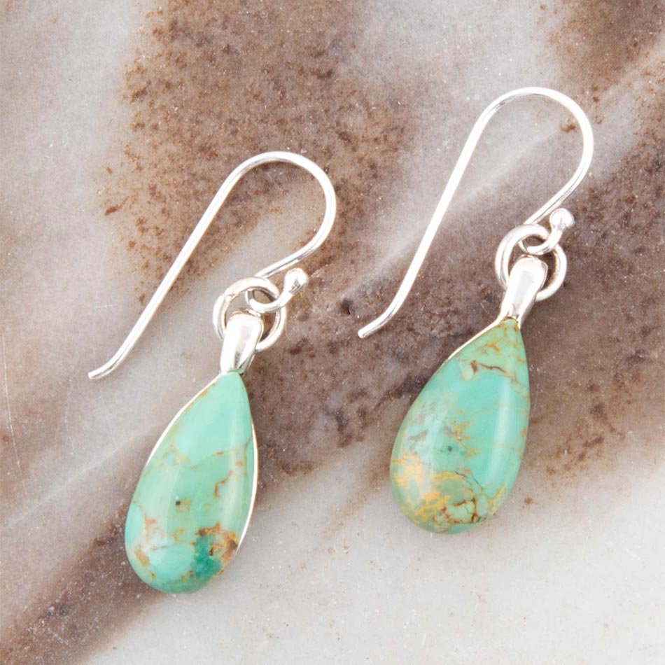 Bold Blue Turquoise and Sterling Silver Drop Earrings