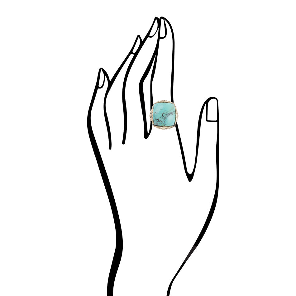 Blue Turquoise Golden Chunky Ring