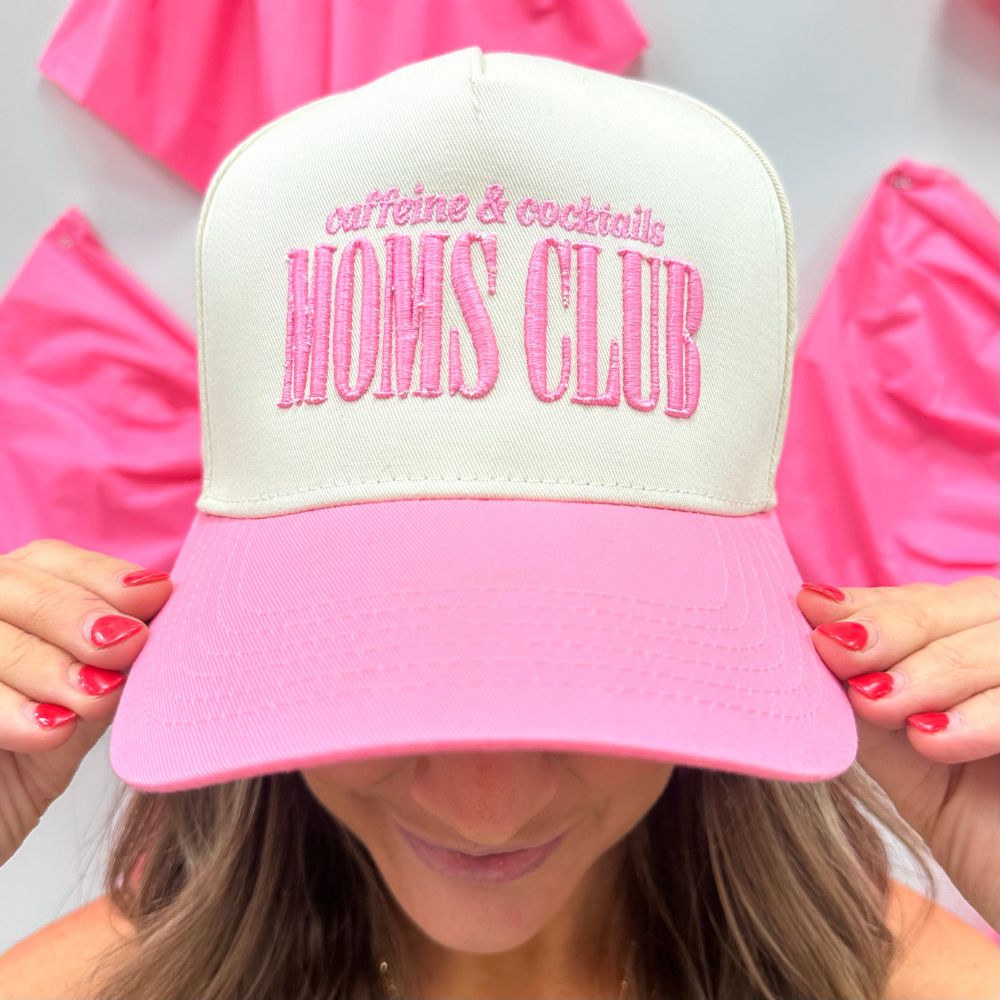 'Caffeine & Cocktails Moms Club' 3D Embroidered Snapback Trucker Hat
