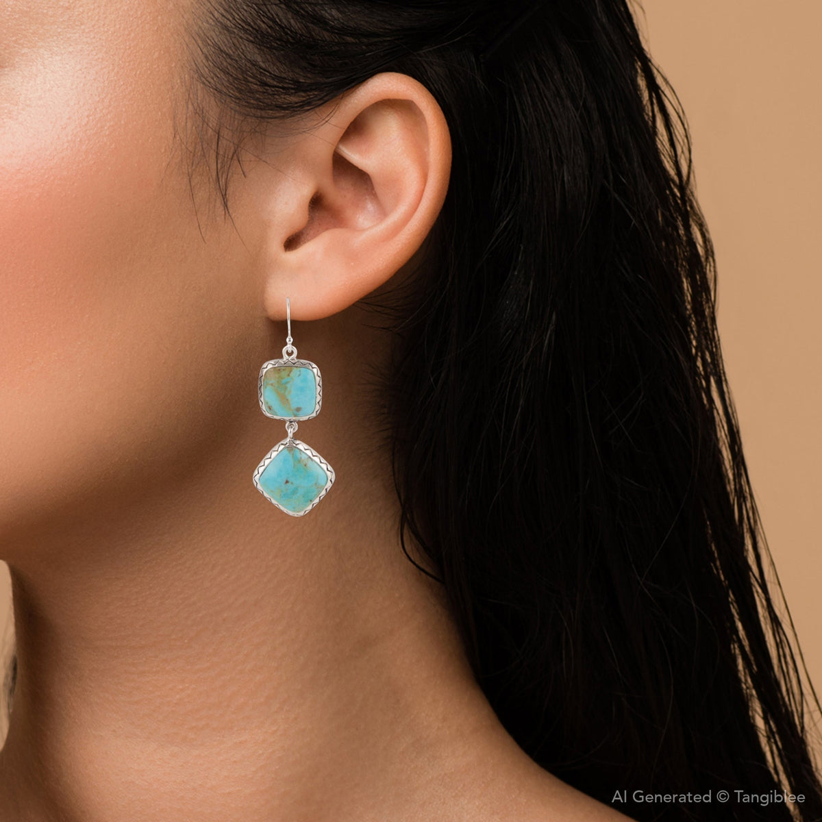 Gorgeous Blue Turquoise Sterling Silver Drop Earrings