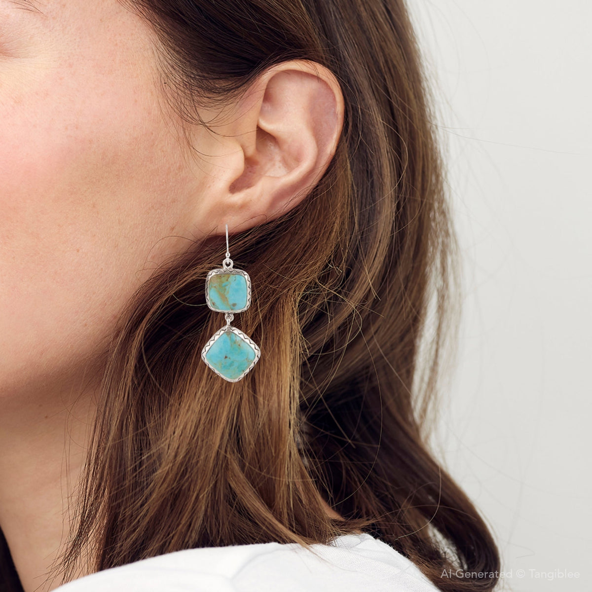 Gorgeous Blue Turquoise Sterling Silver Drop Earrings